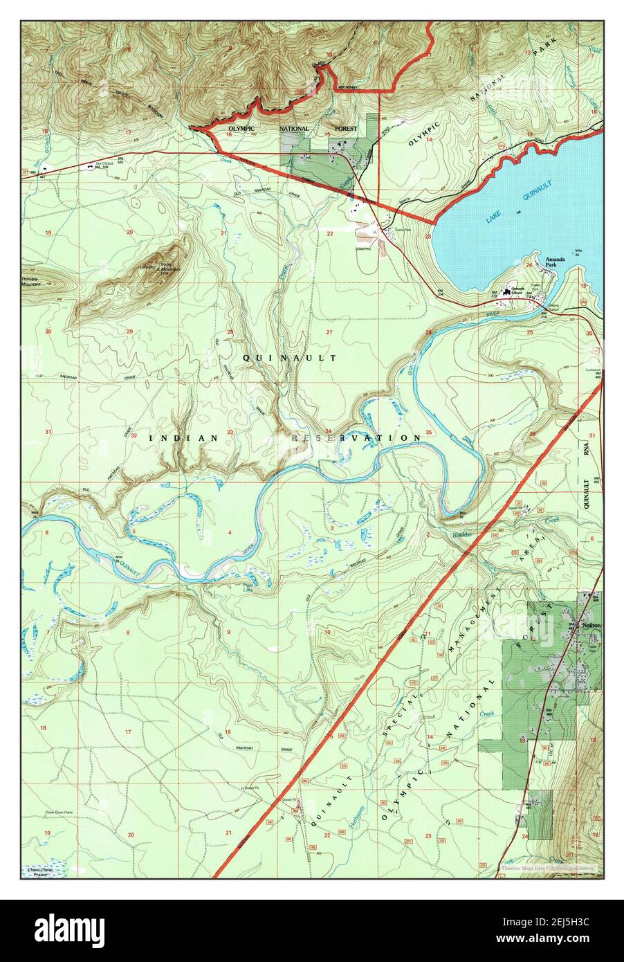 Lake Quinault West, Washington, carte 1995, 1:24000, États-Unis d'Amérique par Timeless Maps, données U.S. Geological Survey Banque D'Images