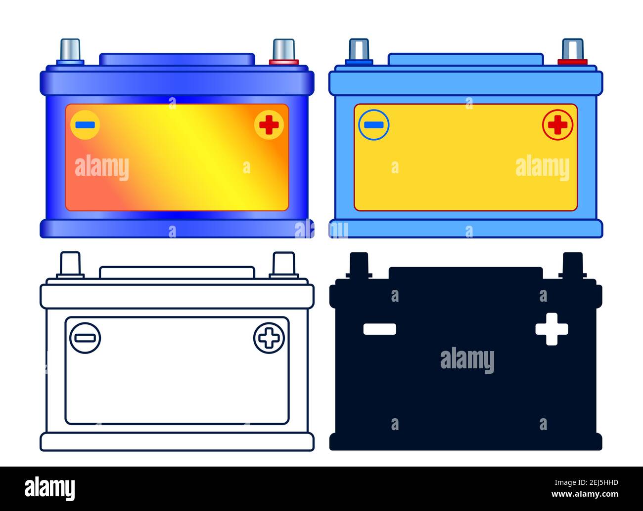Illustration du jeu d'icônes de batterie automobile Illustration de Vecteur