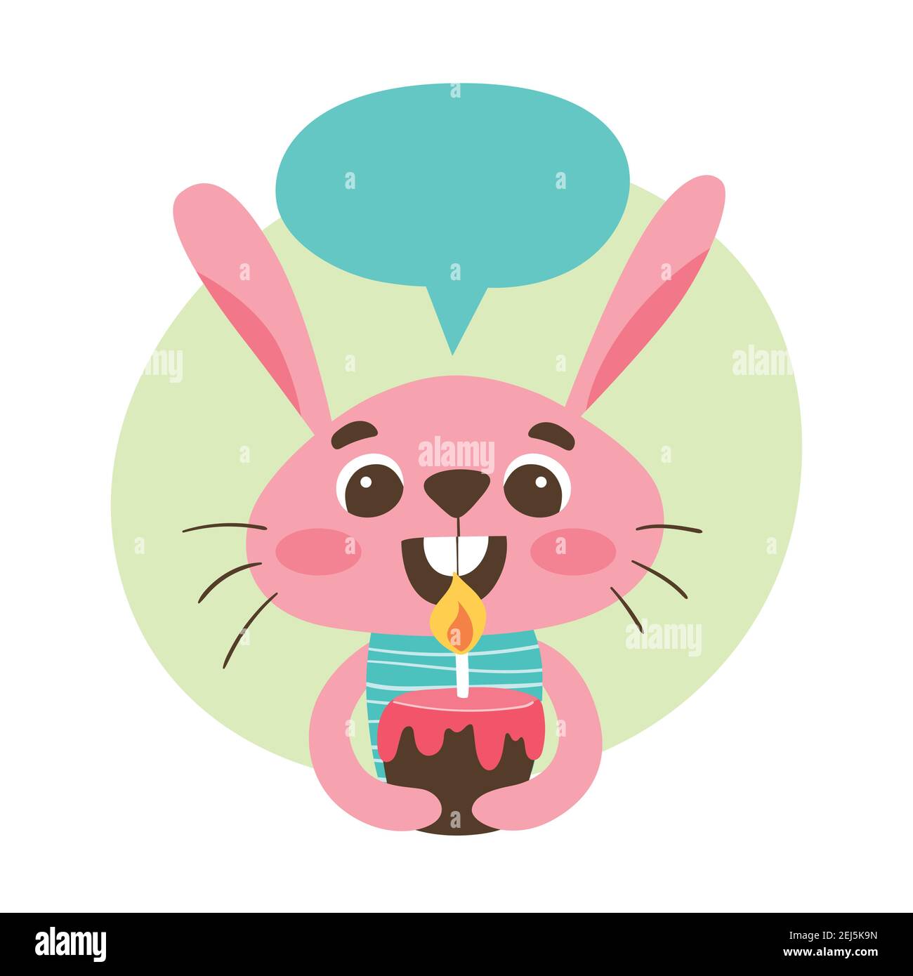 Joli Lapin Tenant Un Gateau D Anniversaire Et Une Bulle De Discours Au Dessus De Sa Tete Joli Autocollant Pour Enfants Illustration De Vecteur Animal De Dessin Anime Image Vectorielle Stock Alamy