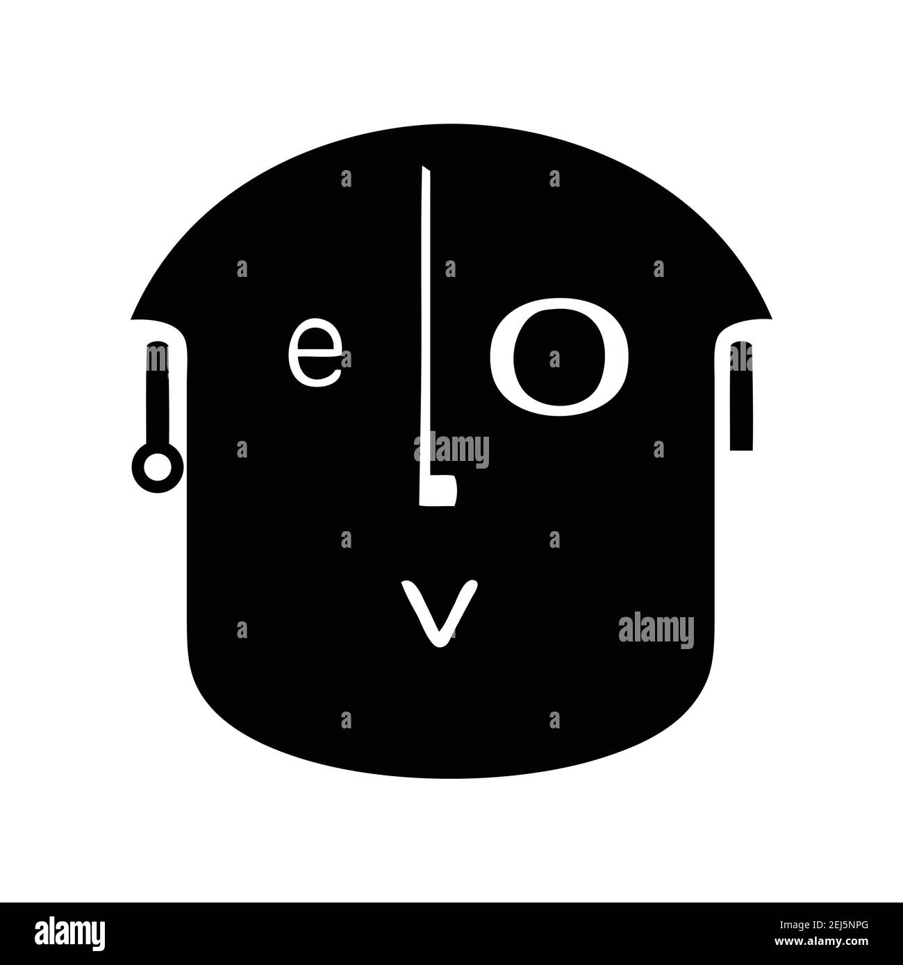 U forme de visage avec I love U représentant les caractéristiques Illustration de Vecteur