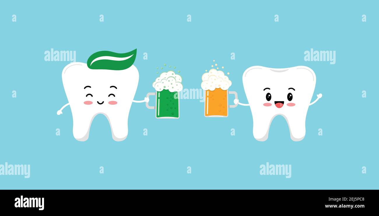 St Patrick dents de jour avec verres à bière. Illustration de Vecteur