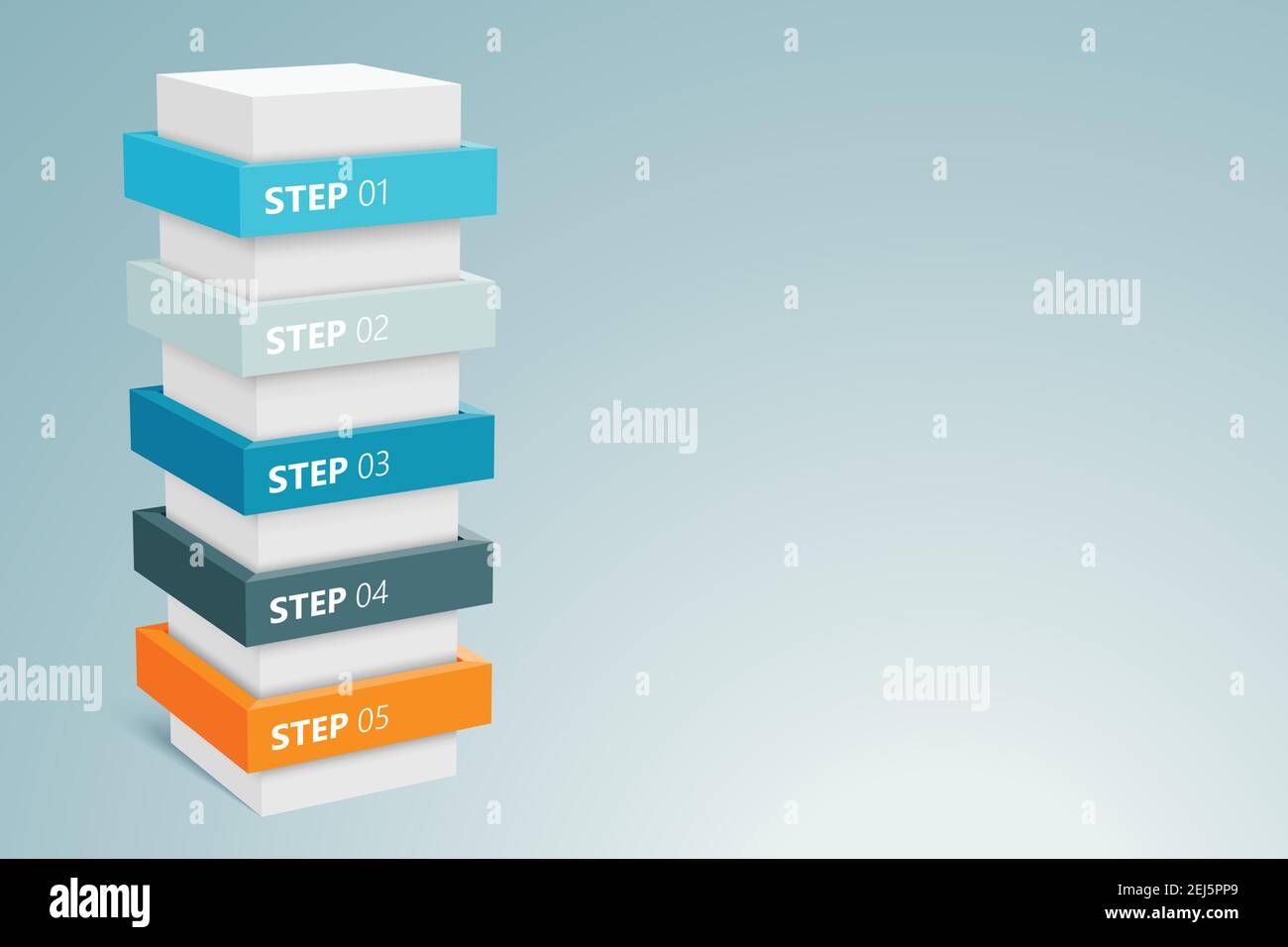 Colonne de l'infographie avec 5 étapes 3 Illustration de Vecteur