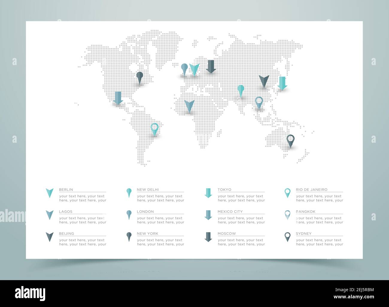 Vecteur en pointillés World Map avec marqueurs Illustration de Vecteur