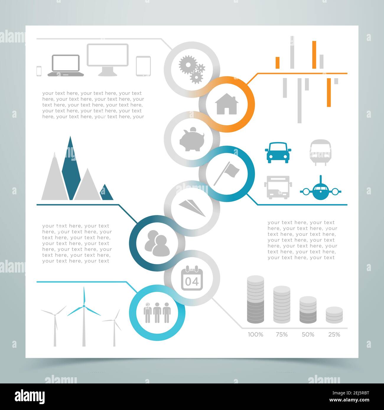 Résumé 8 ruban circulaire Infographie 4 Illustration de Vecteur