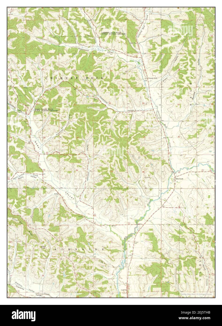 Elk Creek, Wisconsin, carte 1973, 1:24000, États-Unis d'Amérique par Timeless Maps, données U.S. Geological Survey Banque D'Images