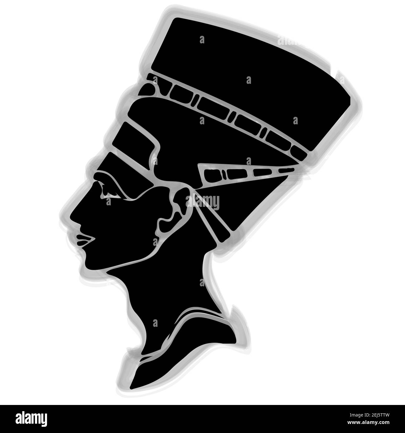 Silhouette de l'ancienne reine égyptienne Nefertiti sur un blanc arrière-plan Illustration de Vecteur