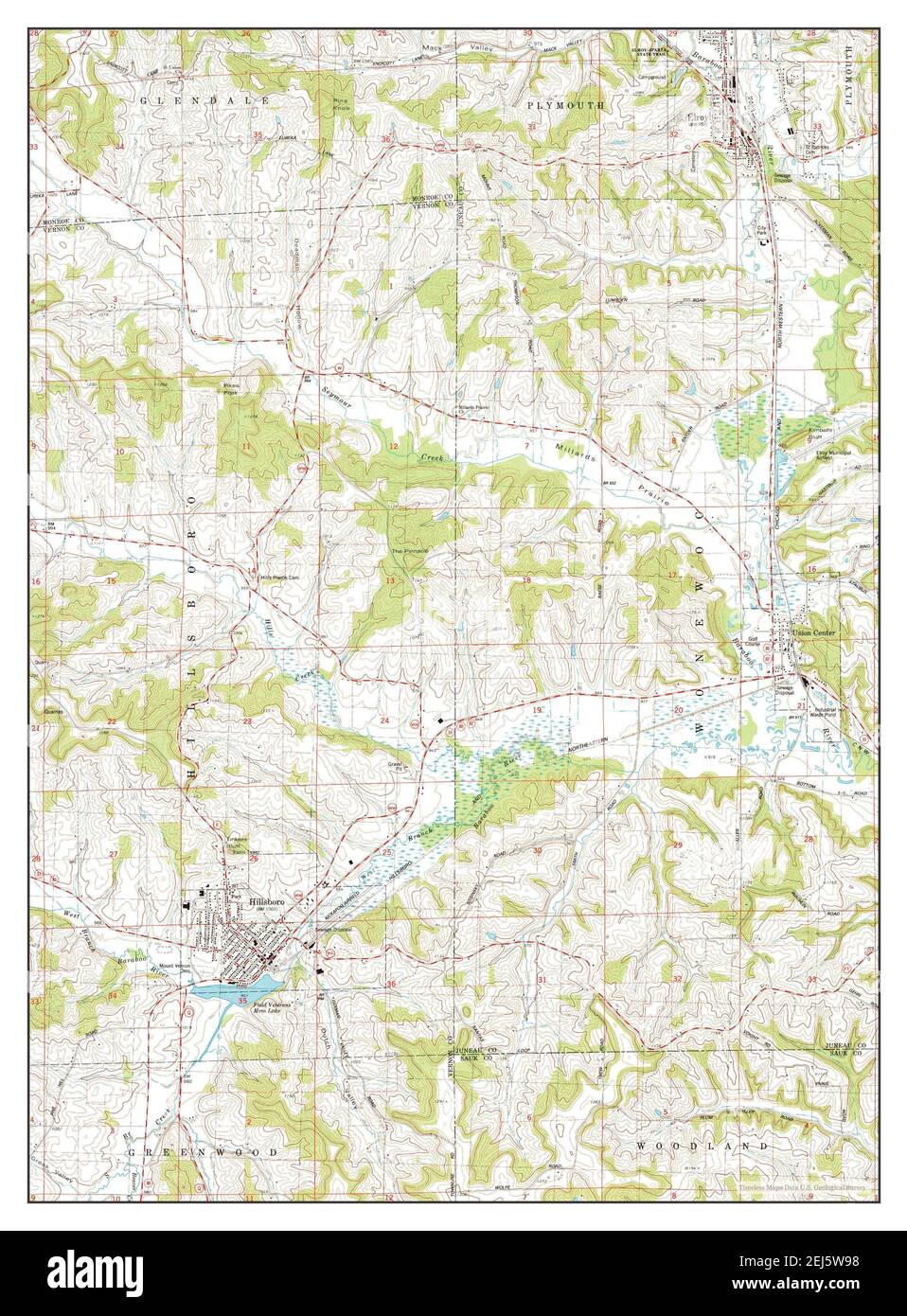 Carte du wisconsin de hillsboro Banque d'images détourées Alamy