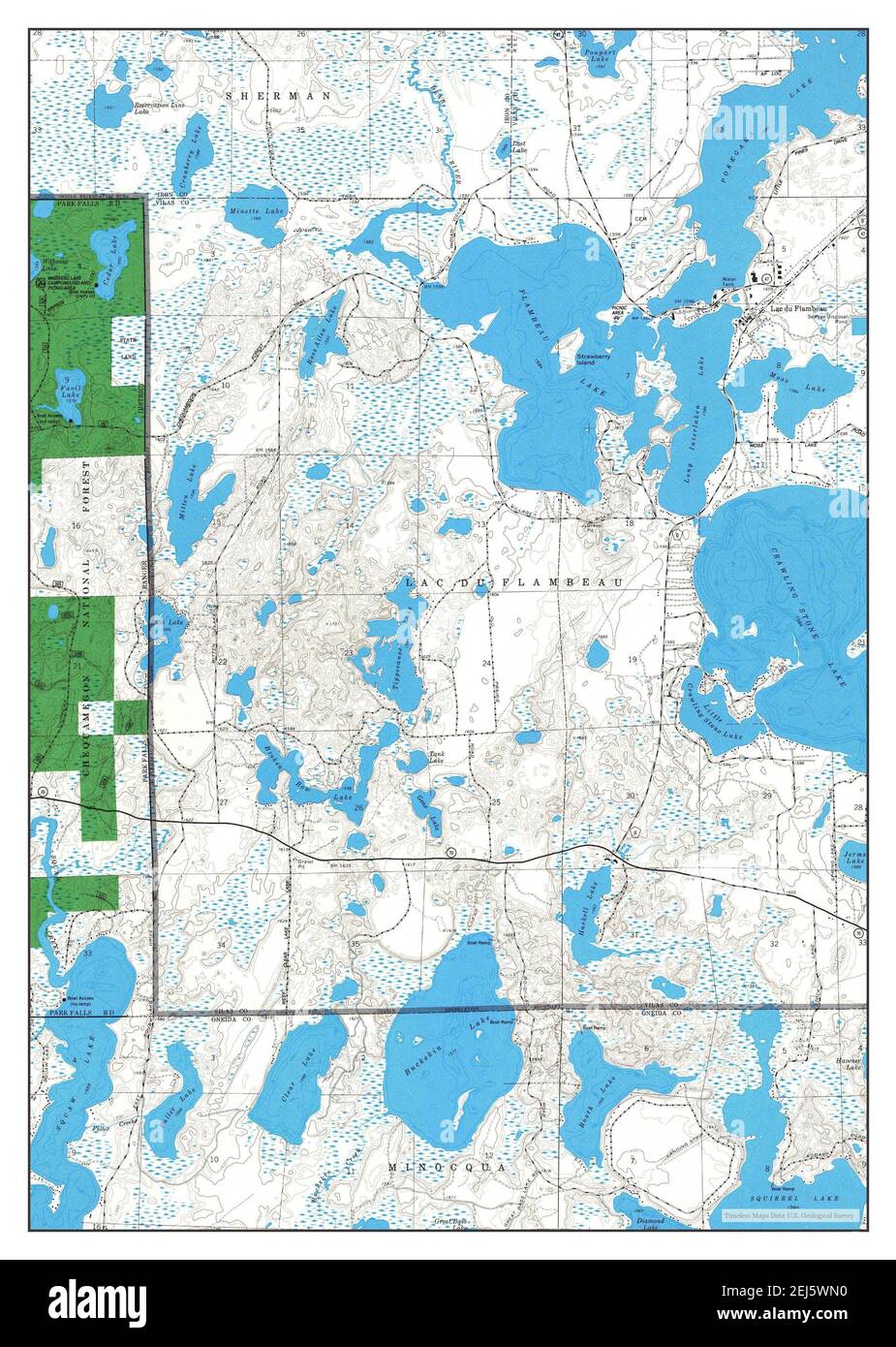 Carte du lac du flambeau wisconsin Banque de photographies et d’images