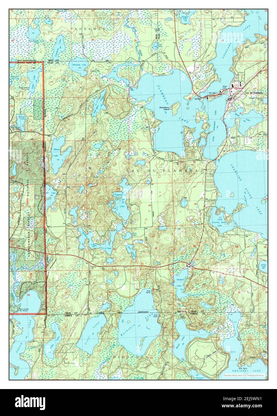 Carte du lac du flambeau wisconsin Banque d'images détourées Alamy