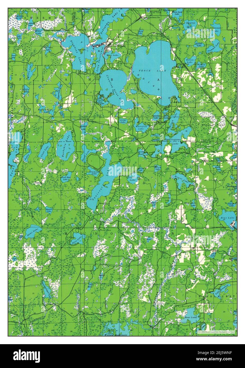 Carte du lac du flambeau wisconsin Banque de photographies et d’images
