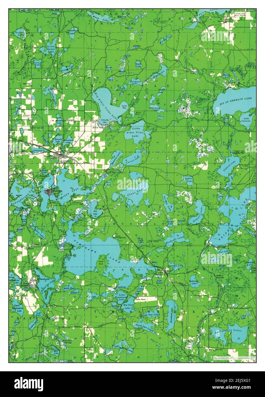 Minocqua, Wisconsin, carte 1938, 1:48000, États-Unis d'Amérique par Timeless Maps, données U.S. Geological Survey Banque D'Images