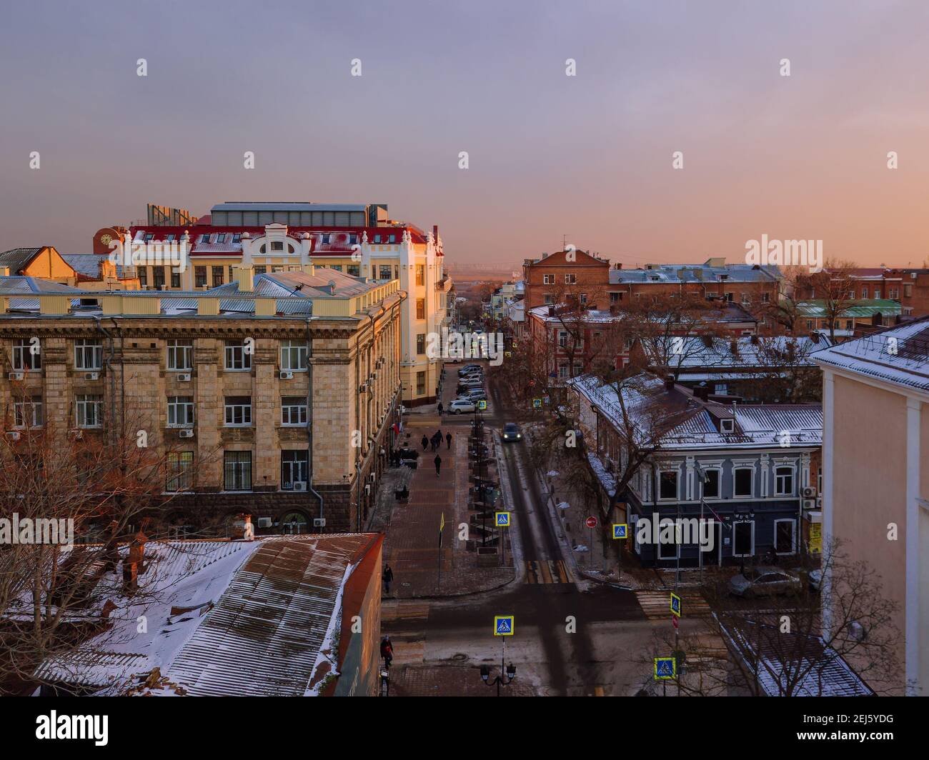 Vue aérienne du centre-ville historique de Rostov-sur-le-Don. Banque D'Images