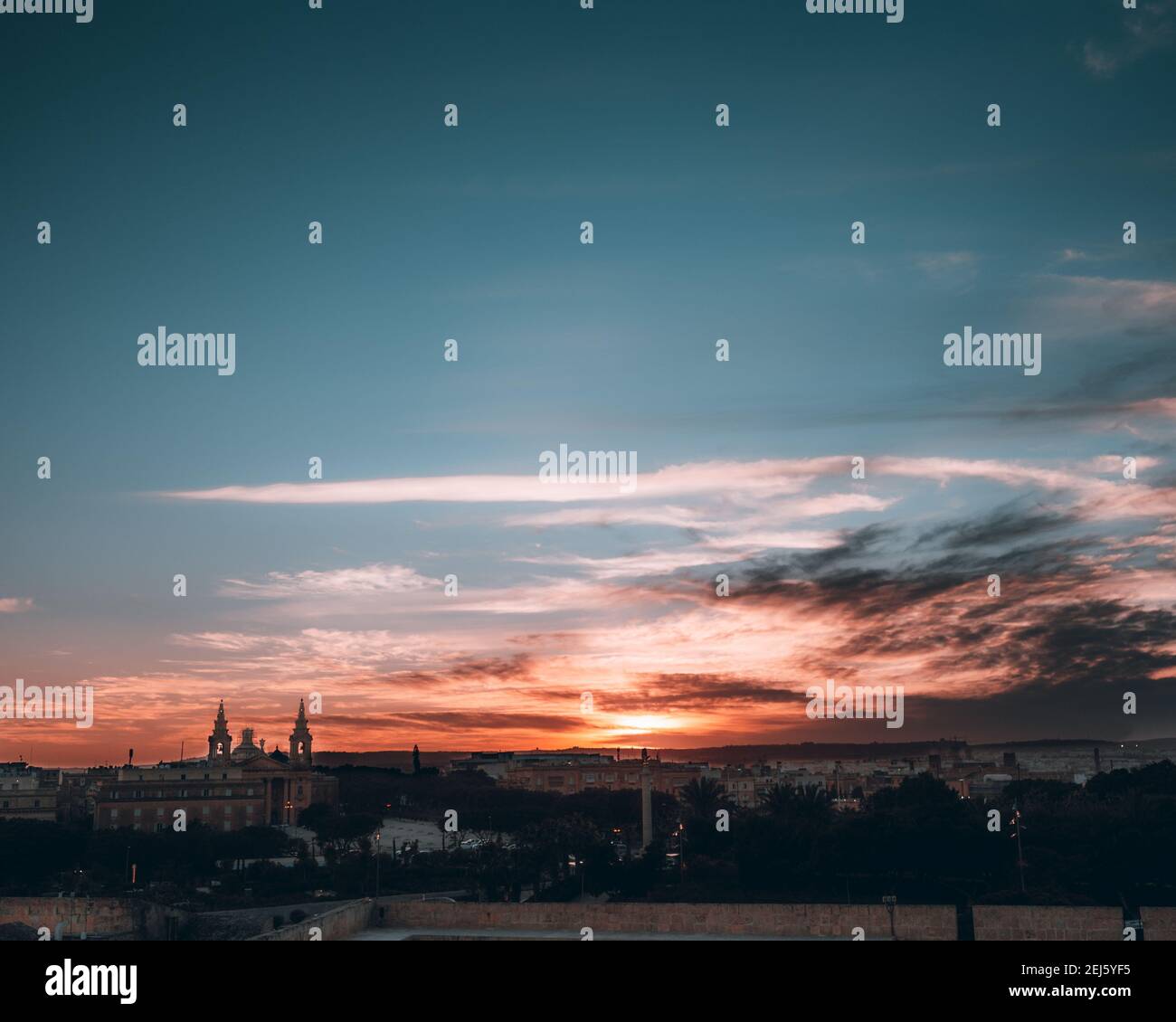 Coucher de soleil de la Valette, Malte Banque D'Images