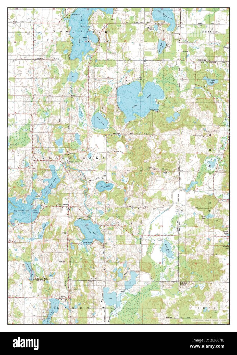 Trade Lake, Wisconsin, carte 1983, 1:24000, États-Unis d'Amérique par Timeless Maps, données U.S. Geological Survey Banque D'Images