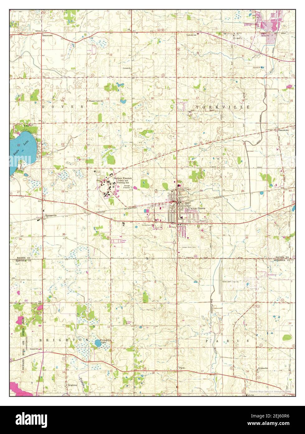 Carte du wisconsin union grove Banque d'images détourées - Alamy