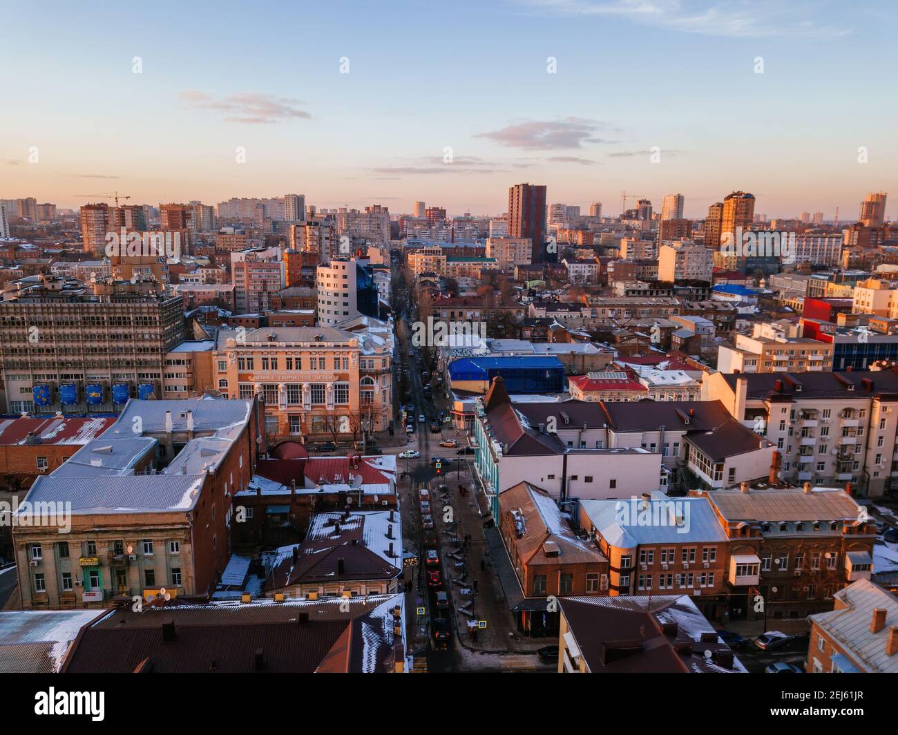 Vue aérienne du centre-ville historique de Rostov-sur-le-Don. Banque D'Images
