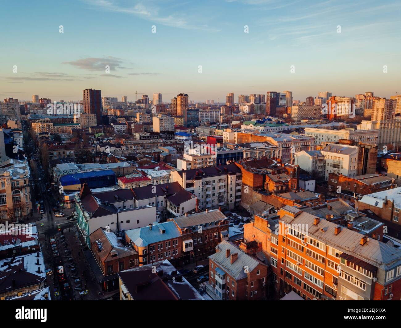 Vue aérienne du centre-ville historique de Rostov-sur-le-Don. Banque D'Images
