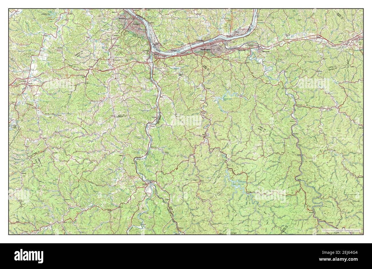 Huntington, Virginie occidentale, carte 1982, 1:100000, États-Unis d'Amérique par Timeless Maps, données U.S. Geological Survey Banque D'Images