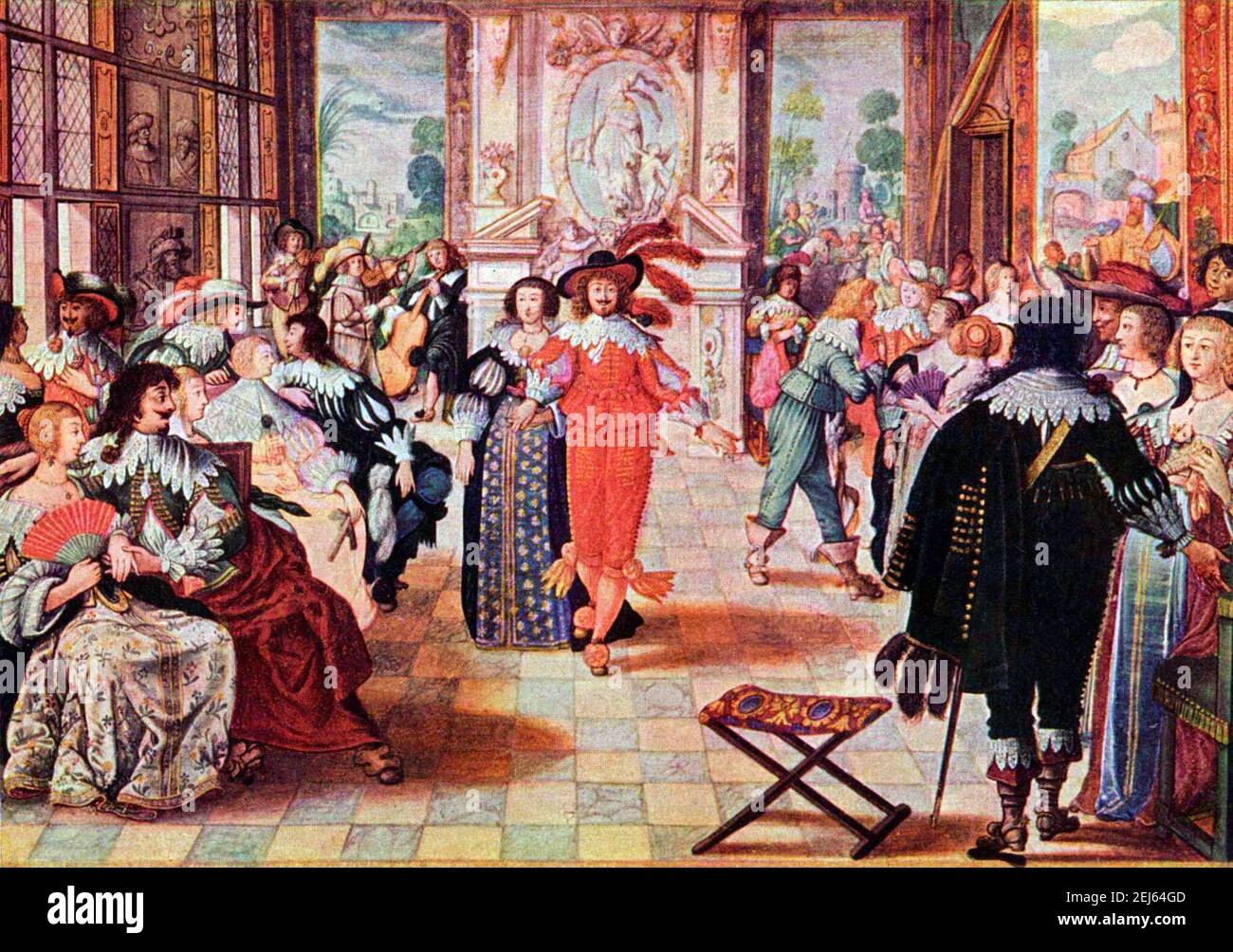 Aquarelle d'une balle par Abraham Bosse, un sujet semblable à beaucoup de ses gravures les plus célèbres, vers 1635 Banque D'Images