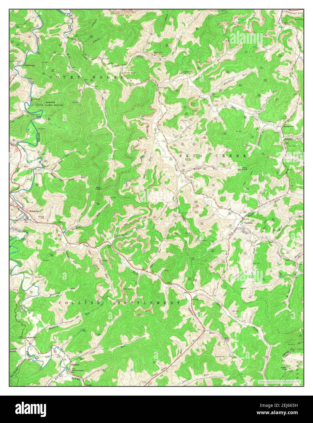 Roanoke, Virginie occidentale, carte 1966, 1:24000, États-Unis d'Amérique par Timeless Maps, données U.S. Geological Survey Banque D'Images