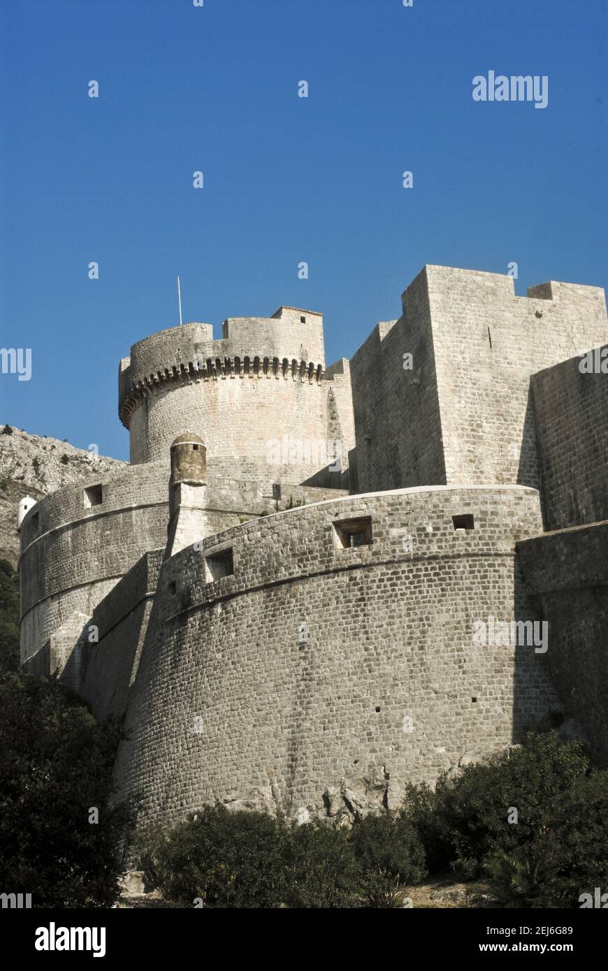 Forteresse et murs de la vieille ville de Dubrovnik, Croatie Banque D'Images