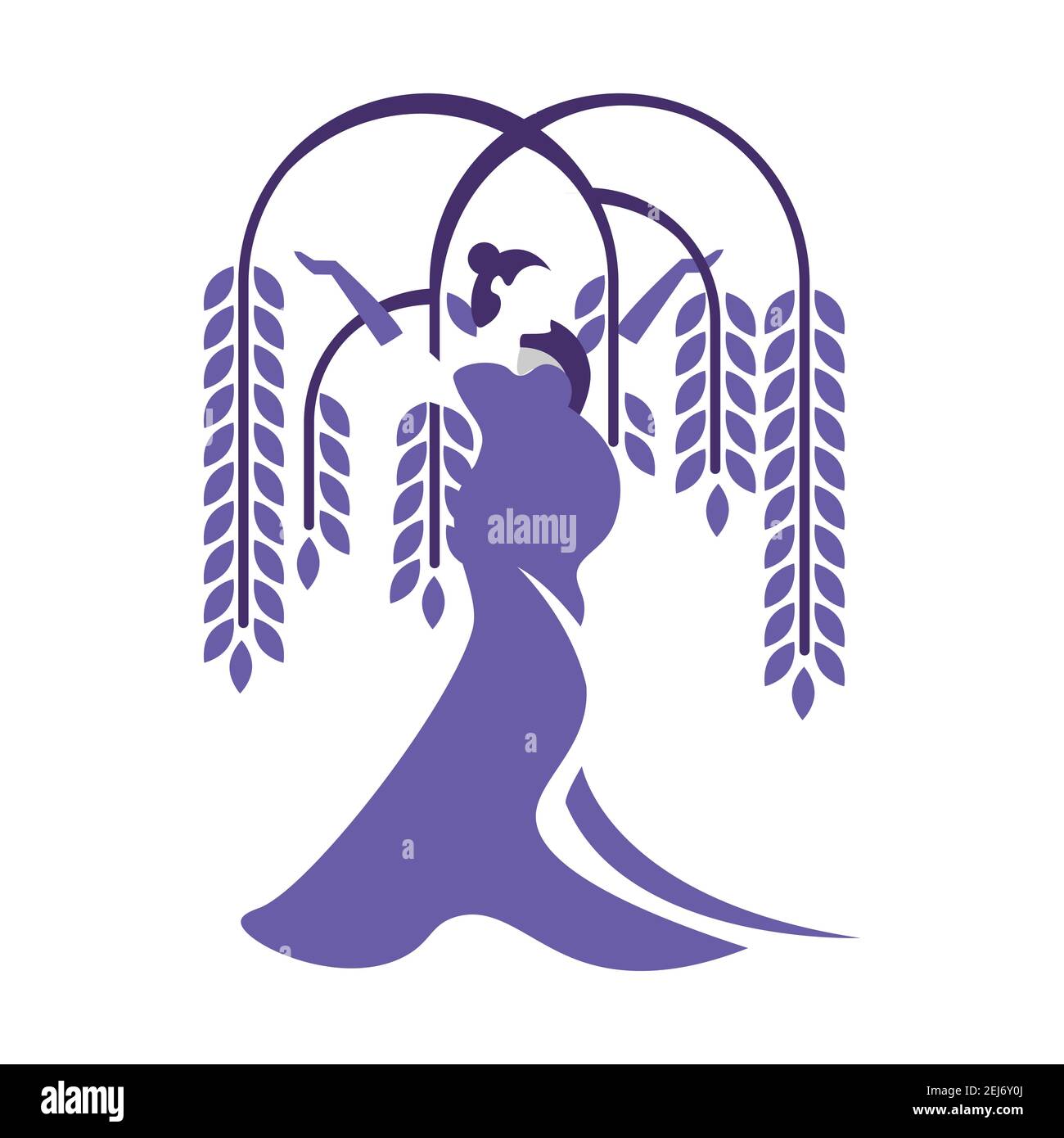 Illustration naturelle d'un arbre en pleine croissance avec le logo de beauté de la femme enceinte pour le centre de grossesse hôpital de naissance etc Illustration de Vecteur