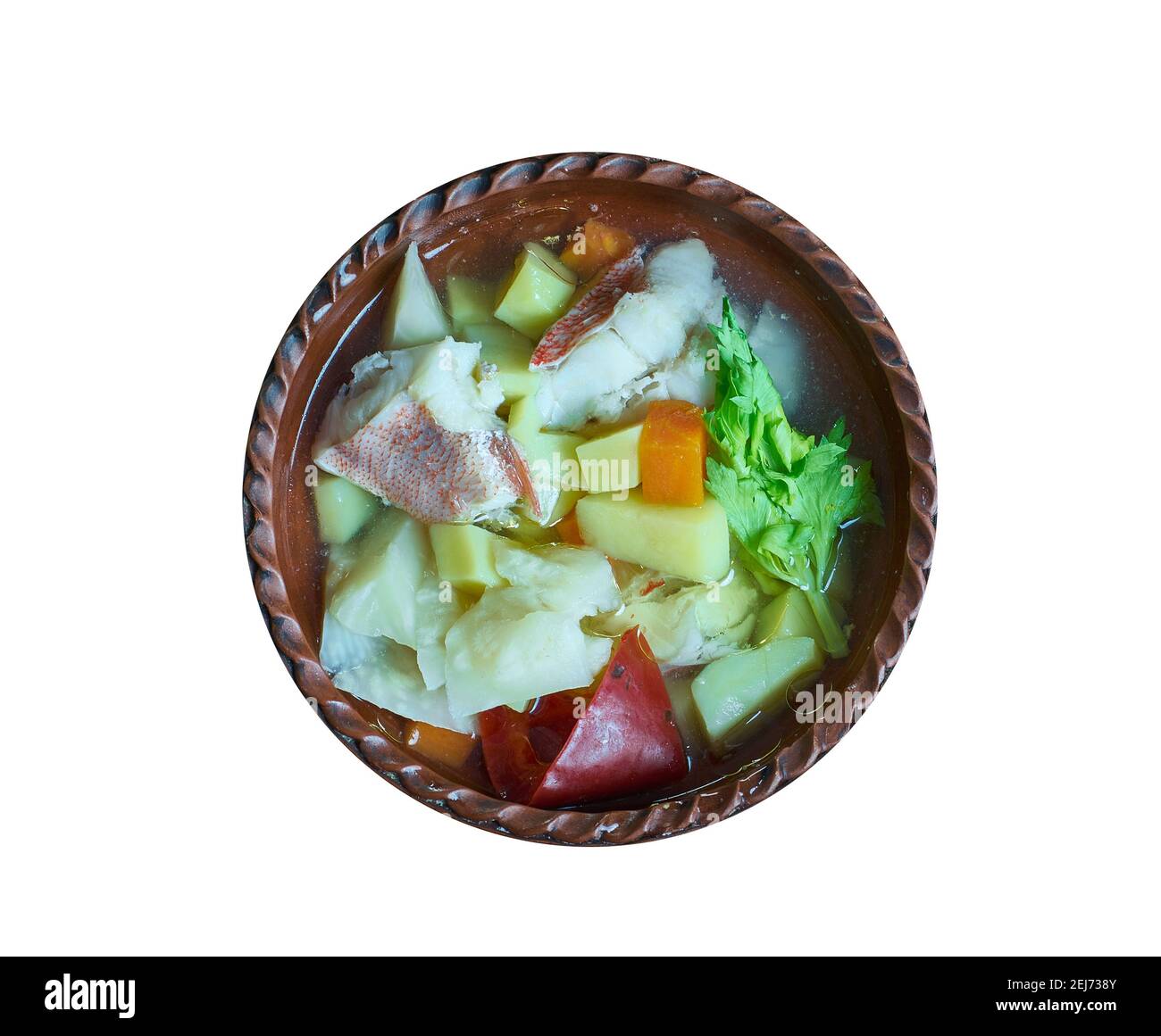 La chaudrée de poisson-chat de style Manhattan, décrit traditionnellement un ragoût de poisson français fait avec de la crème Banque D'Images