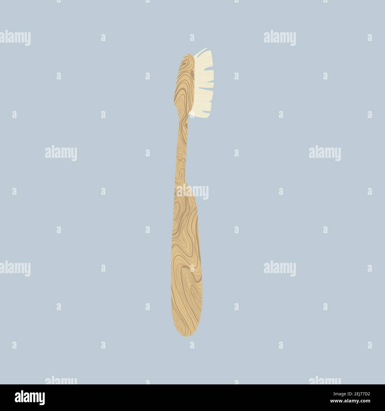 Brosse à dents en bois, icône en forme de dessin animé. Concept de style de vie zéro déchet. Plastique libre. Brosse à dents écologique. Illustration de Vecteur