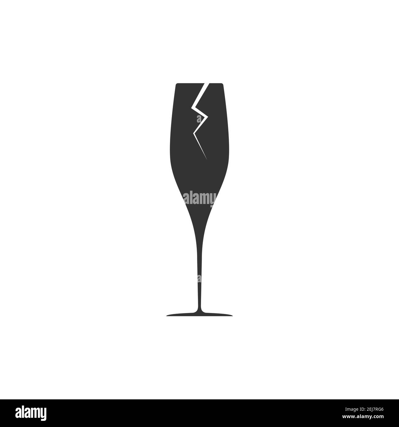 Icône en verre brisé. Buvez le symbole silhouette de champagne. Vecteur isolé sur blanc Illustration de Vecteur