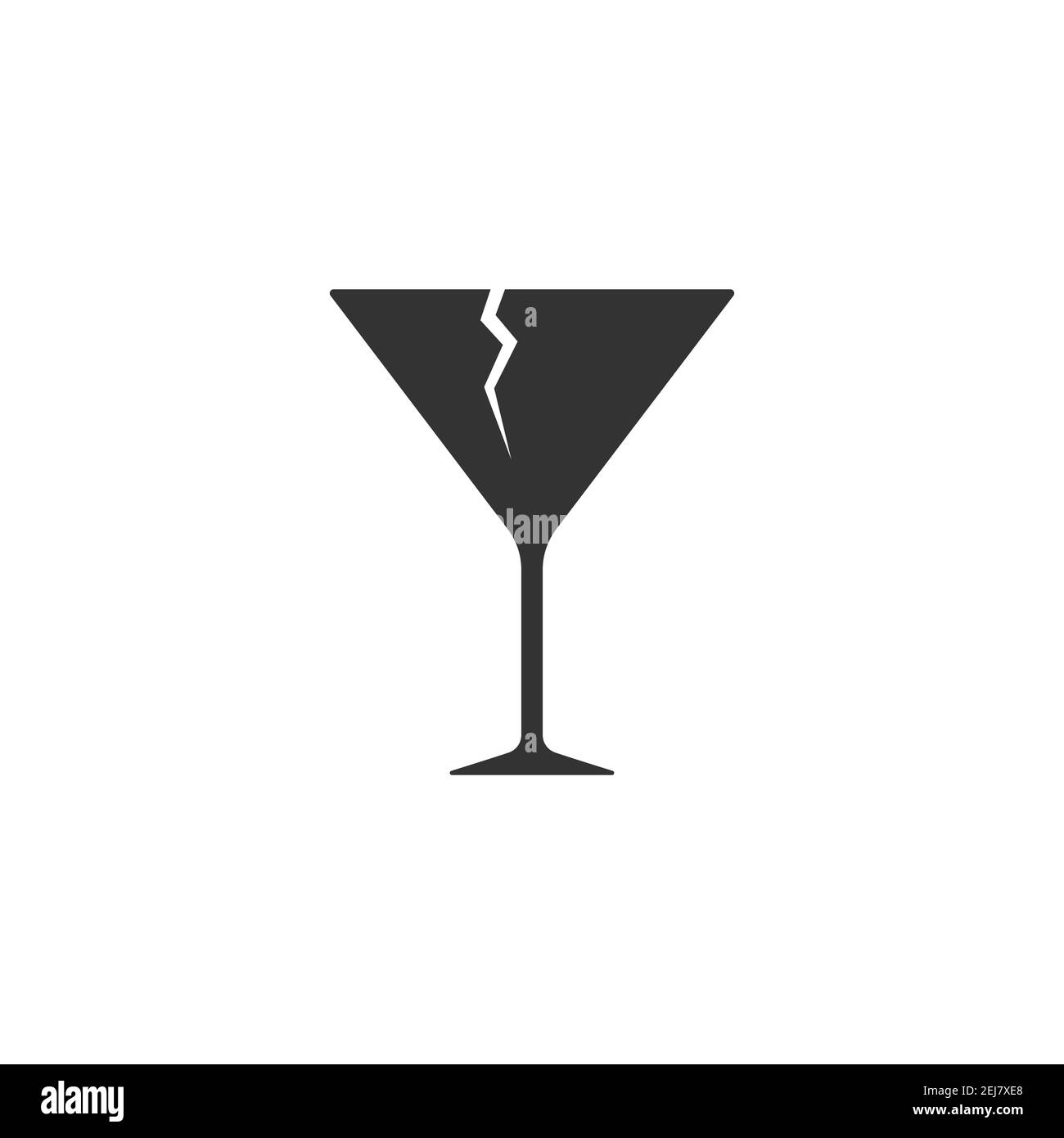 Icône en verre brisé. Buvez le symbole de silhouette de martini. Vecteur isolé sur blanc Illustration de Vecteur
