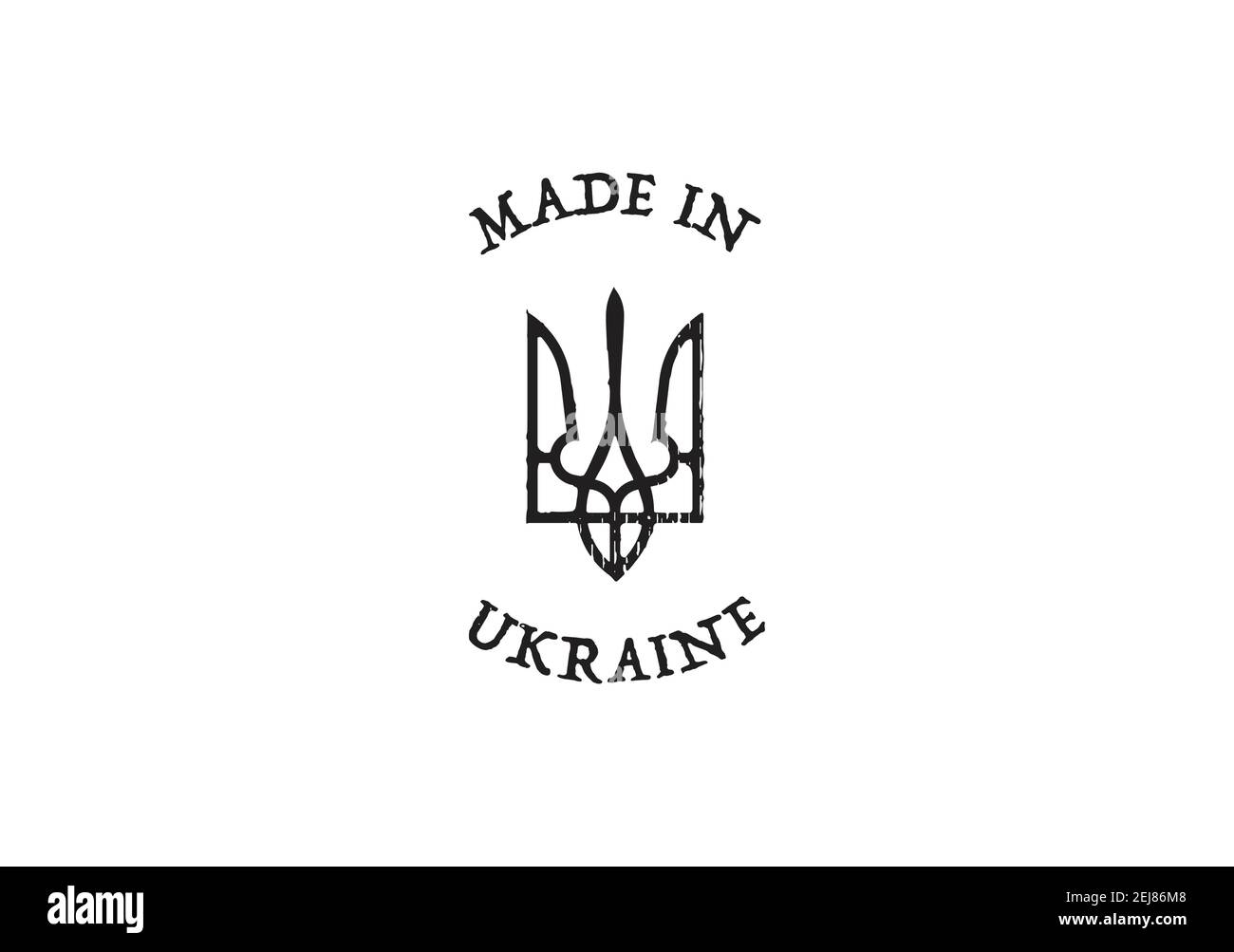 Blason de l'Ukraine illustration vectorielle sur fond blanc isolé. Un timbre avec des héraldics nationaux et fait en Ukraine texte. Illustration de Vecteur