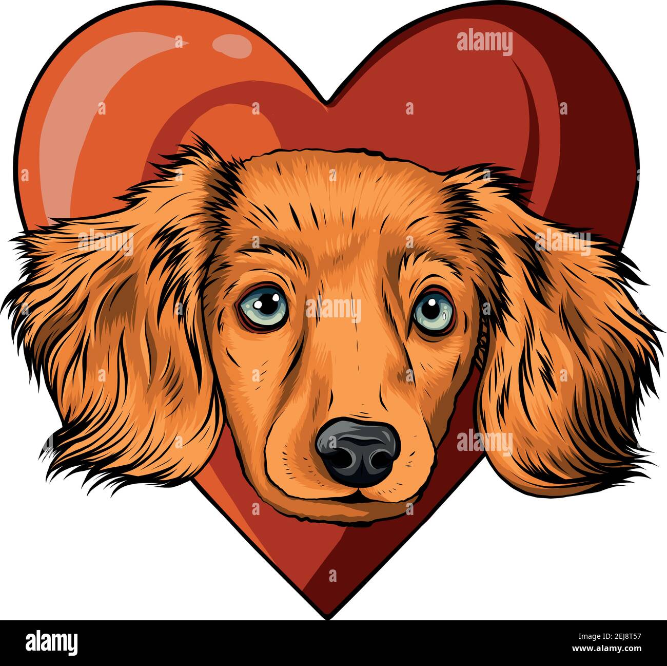 chiot tête chien dans illustration vecteur coeur Illustration de Vecteur