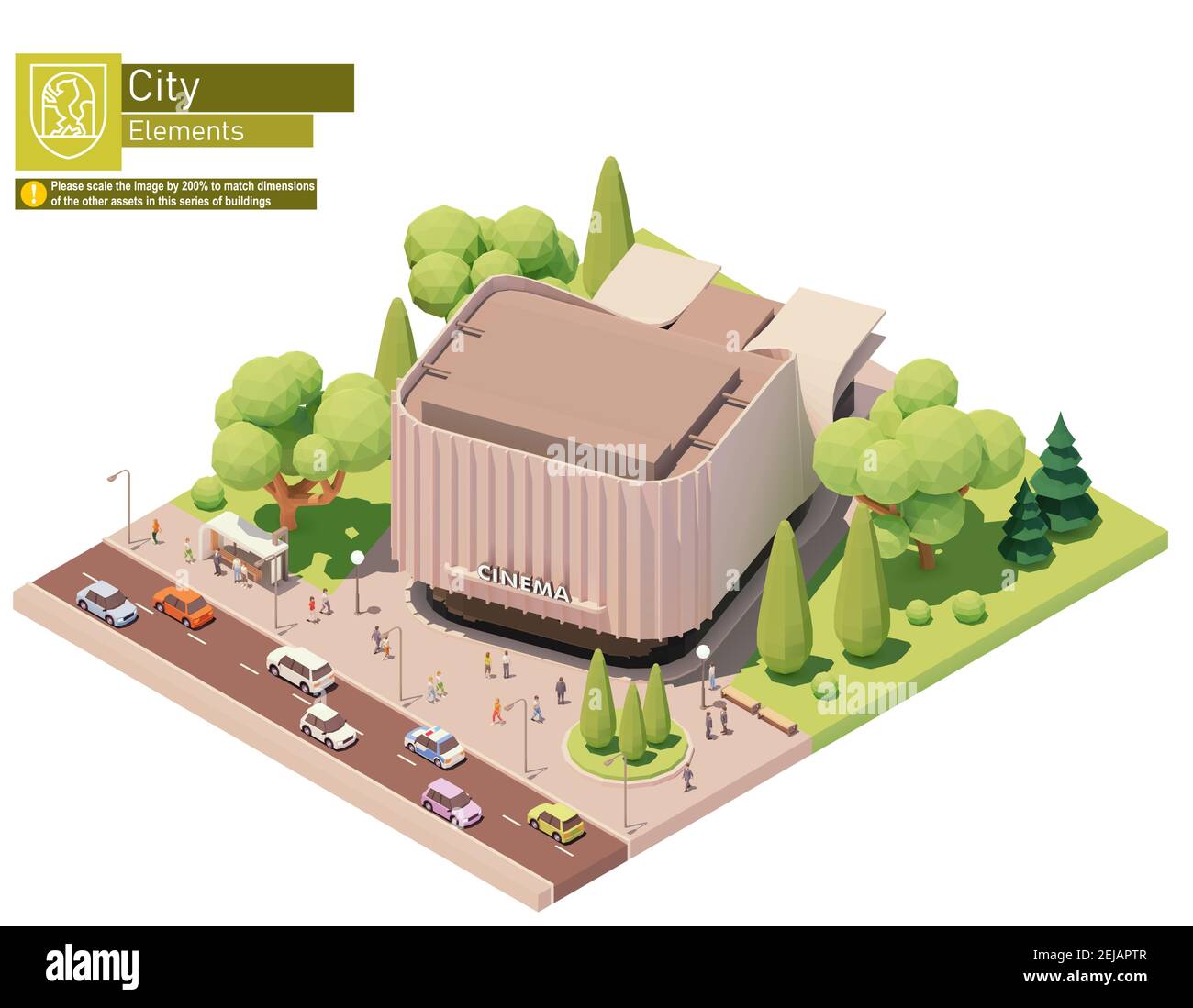 Bâtiment de cinéma vectoriel isométrique Illustration de Vecteur