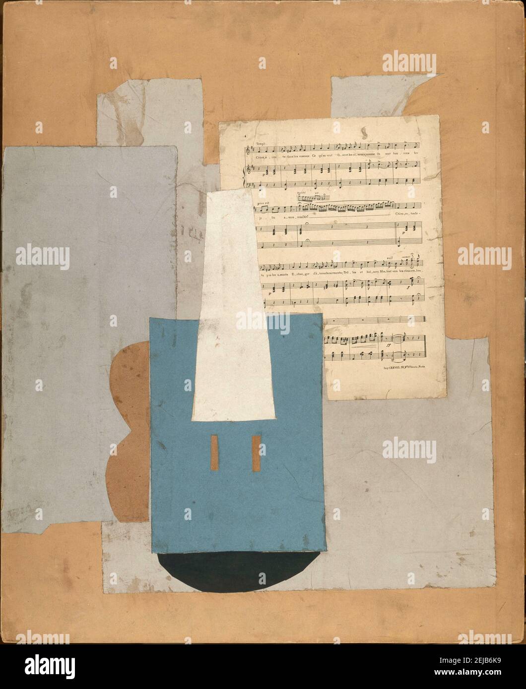 Violon et feuille de musique (violon et partitions). Musée Picasso, Paris. Banque D'Images