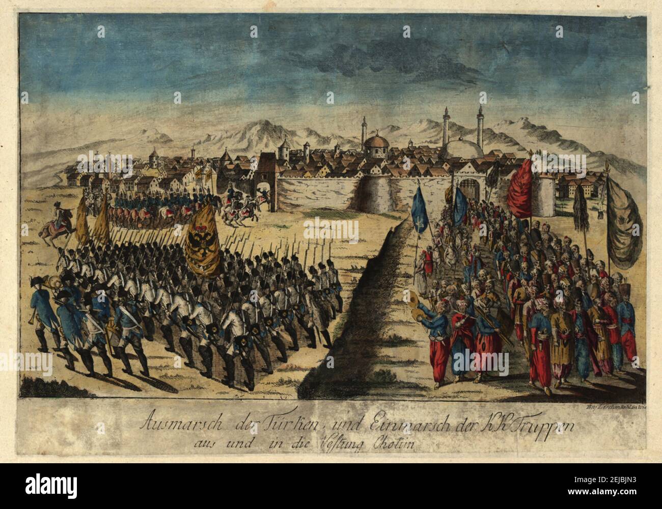 Capitulation de la forteresse Khotyn le 29 septembre 1788. Musée : COLLECTION PRIVÉE. AUTEUR: JOHANN HIERONYMUS LOESCHENKOHL. Banque D'Images