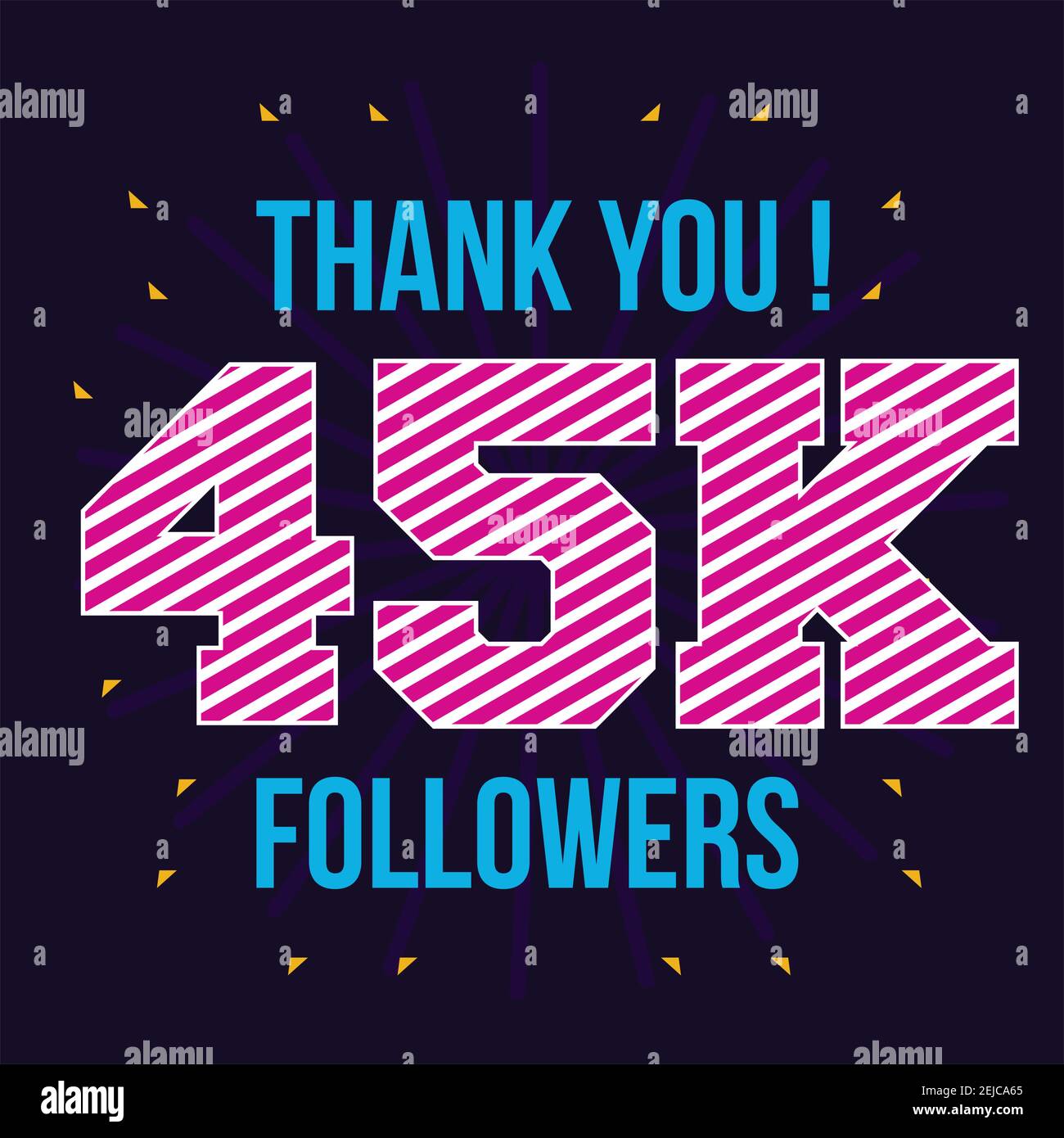 Salutation de la carte sociale remercier les abonnés. Félicitations, modèle de conception de suiveur Illustration de Vecteur