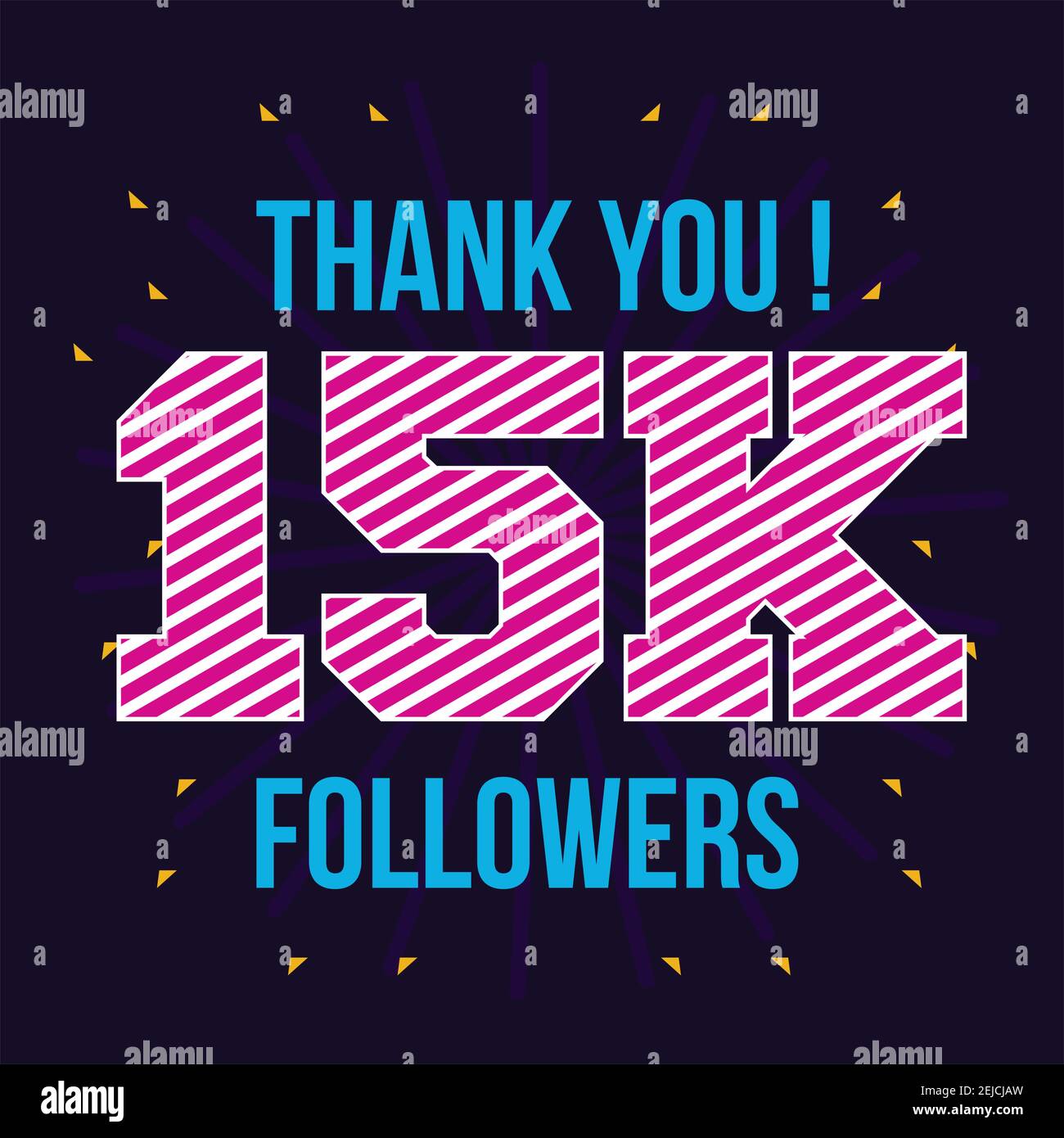 Salutation de la carte sociale remercier les abonnés. Félicitations, modèle de conception de suiveur Illustration de Vecteur