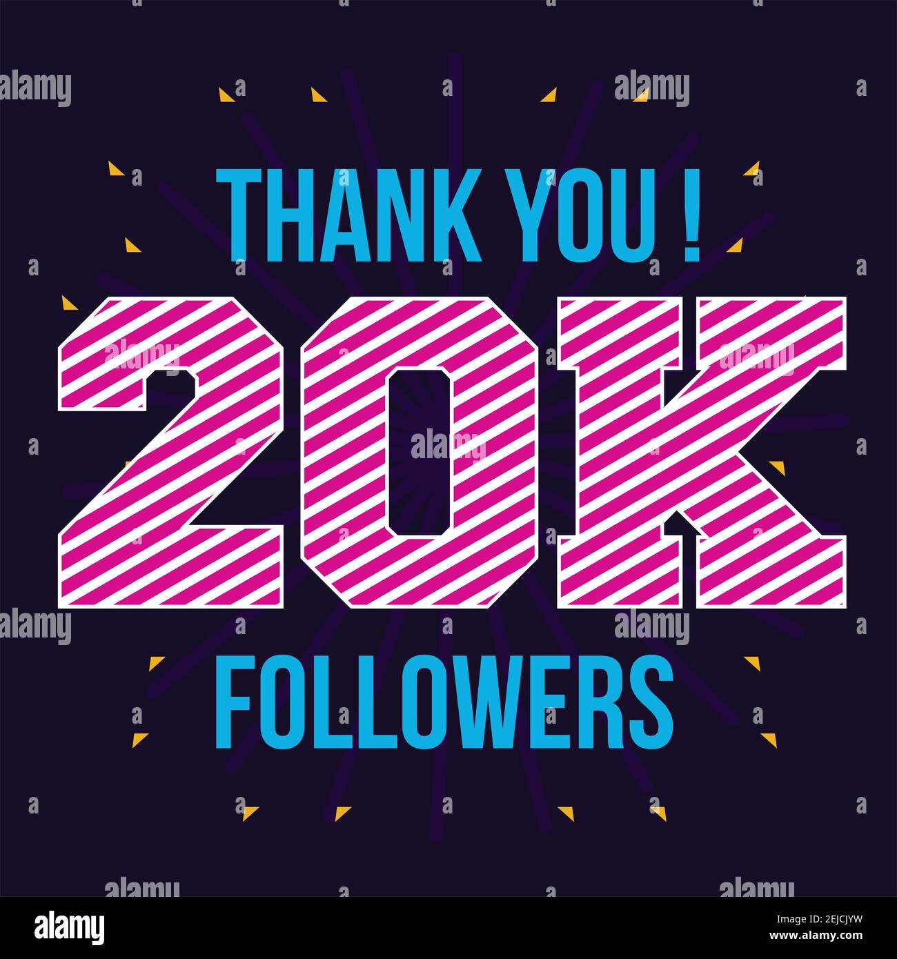 Salutation de la carte sociale remercier les abonnés. Félicitations, modèle de conception de suiveur Illustration de Vecteur
