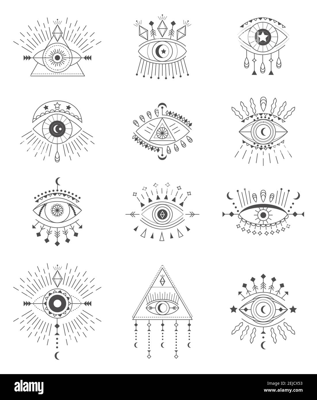 L oeil De La Providence Tattoo Vecteur de l'icône de l'œil méchant. Œil de la providence et symboles  ésotériques. Signe magique pour les chariots à tarot. Talisman de  sorcellerie, alchimie et tatouage magique illustrati Image Vectorielle  Stock -