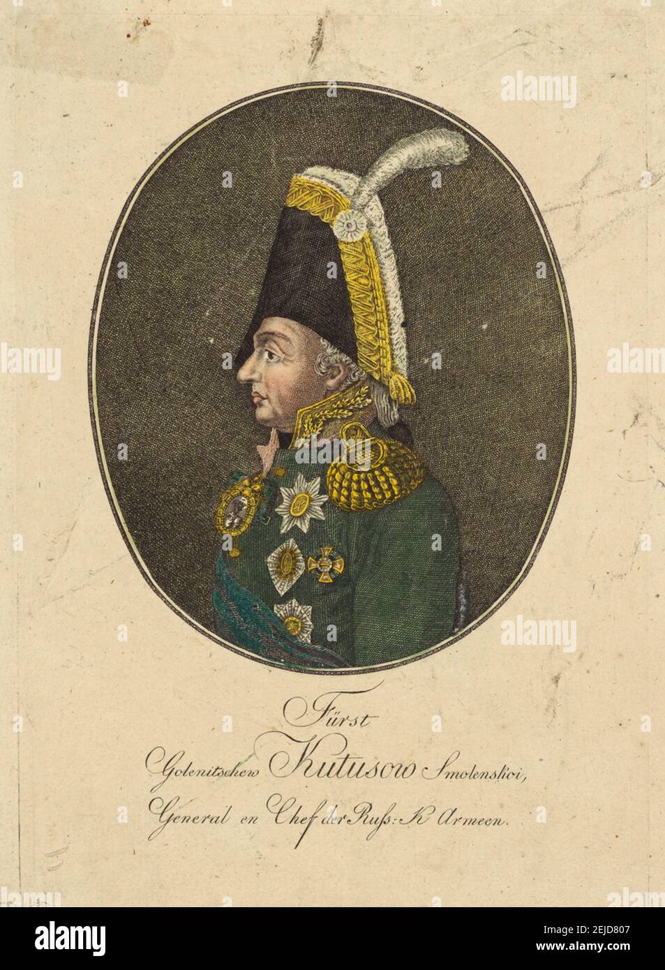 Portrait du maréchal Prince Mikhail Kutuzov (1745-1813). Musée : COLLECTION PRIVÉE. AUTEUR: JOHANN HIERONYMUS LOESCHENKOHL. Banque D'Images