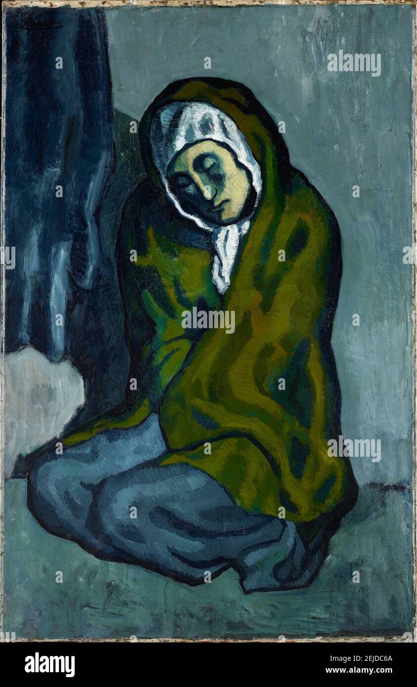 La Miséreuse accroupie (la pauvre femme Crouching). Musée : Musée des beaux-arts de l'Ontario. Auteur: PABLO PICASSO. Banque D'Images
