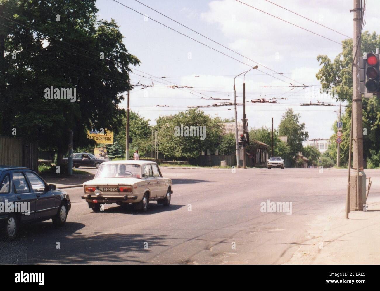 Photo d'époque de la ville de Gomel, Biélorussie années 1990. Banque D'Images