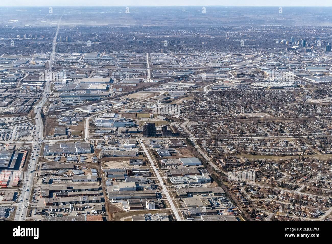 Point de vue d'un avion au décollage de l'aéroport international Pearson, Toronto, Canada Banque D'Images