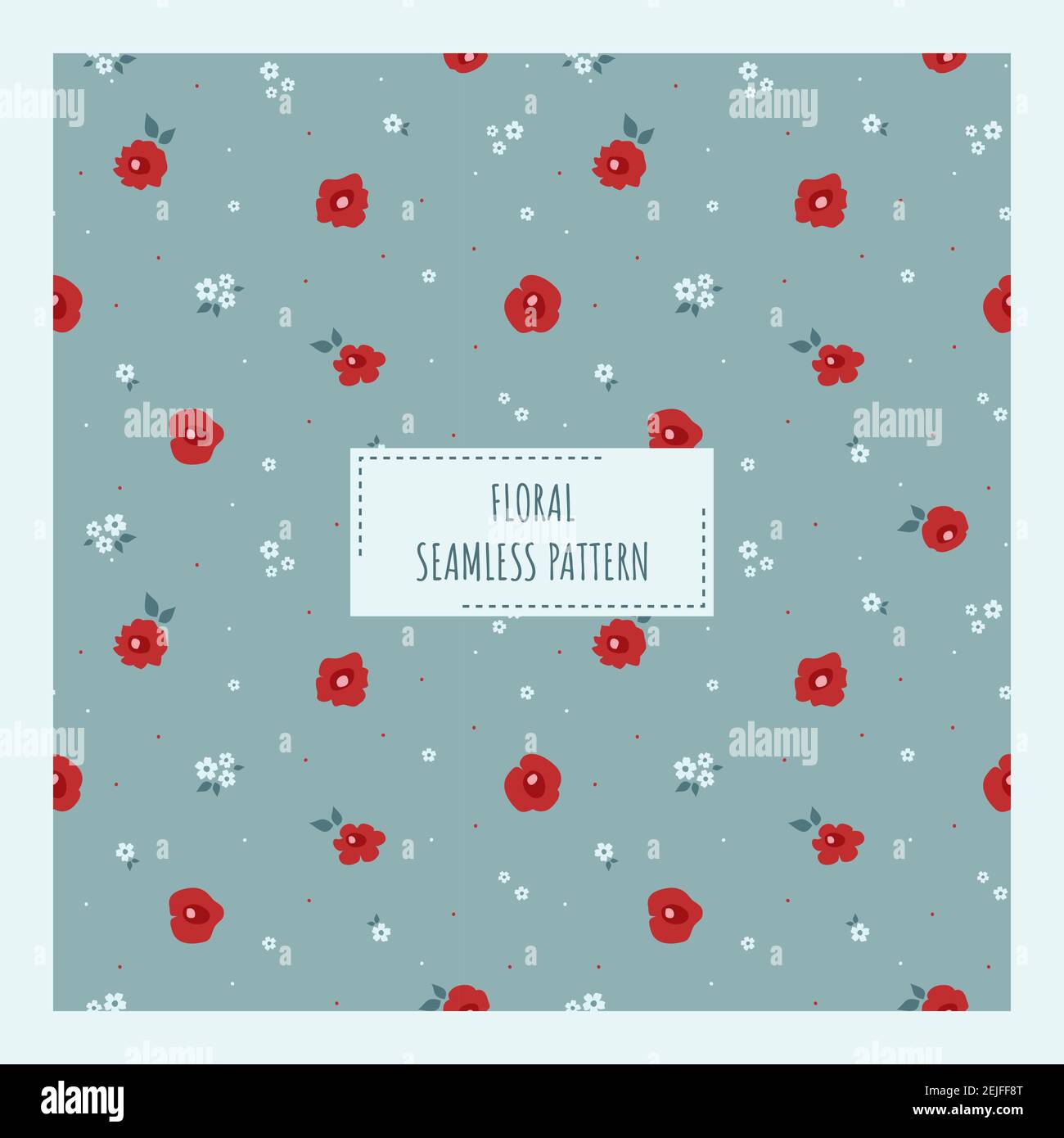 Imprimé fleuri vintage pour le papier ou le tissu. Fleurs rouges et blanches sur fond bleu motif sans couture. Illustration de Vecteur