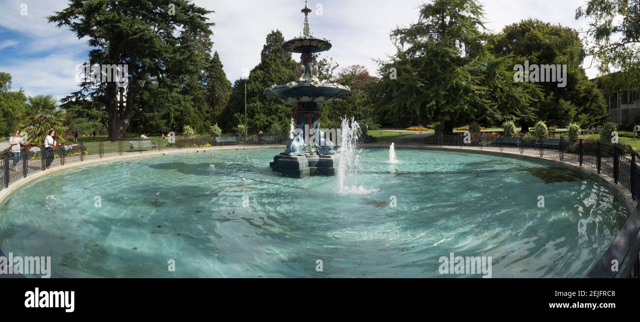Peacock Fountain à Hagley Park, Christchurch, Canterbury, South Island, Nouvelle-Zélande Banque D'Images