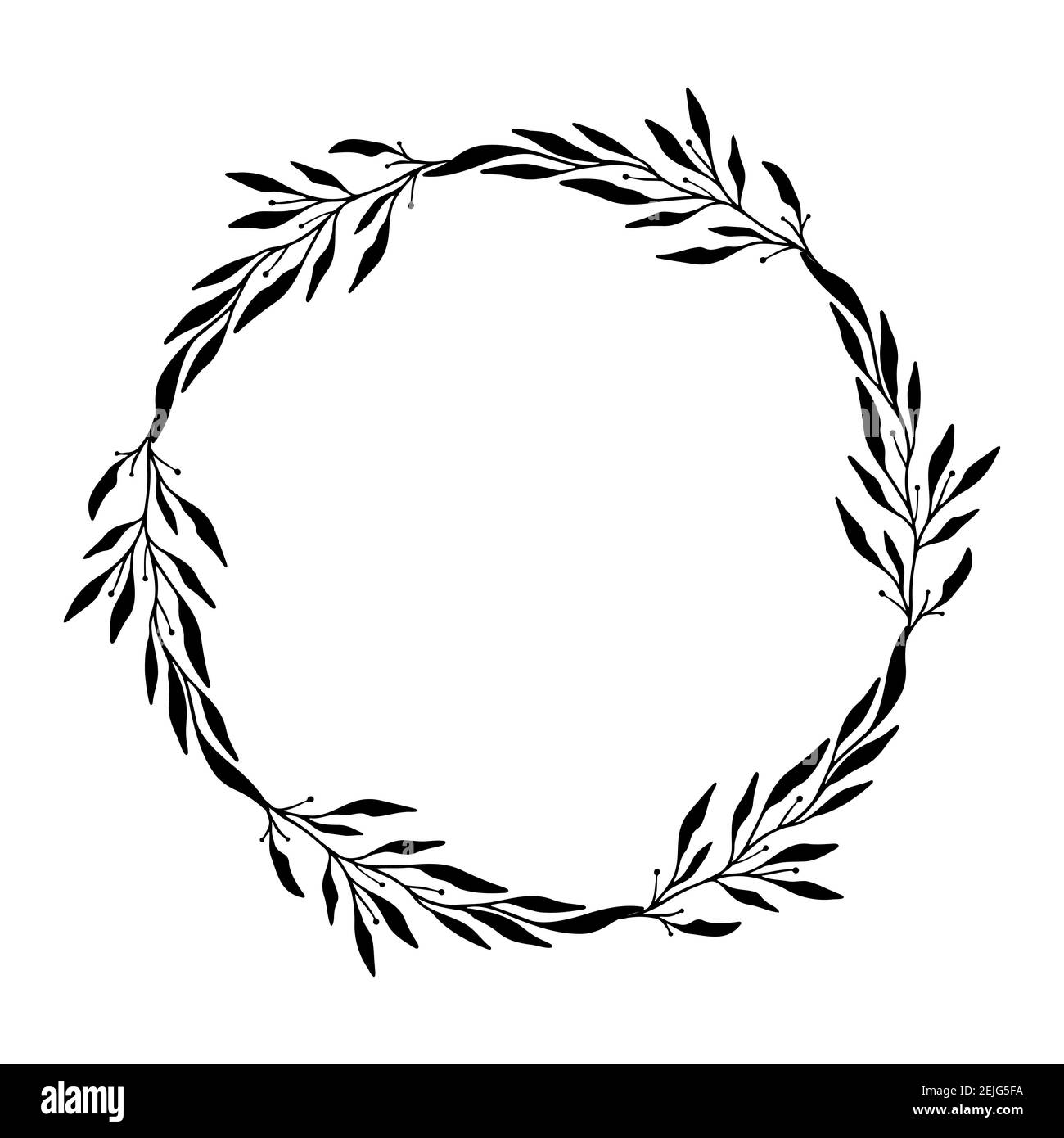 Cadres de couronne dessinés à la main. Illustration du vecteur de cercle botanique. Éléments de conception pour cartes, invitations, citations, blogs, affiches. Illustration vectorielle Illustration de Vecteur