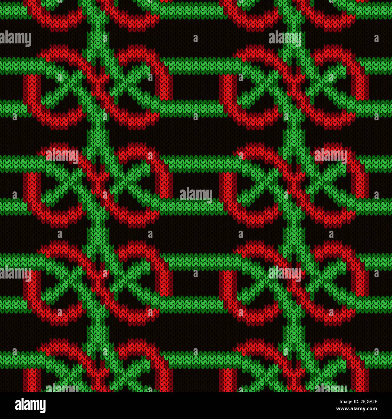 Motif vectoriel sans couture orné contrasté dans une texture en vert, rouge et noir Illustration de Vecteur