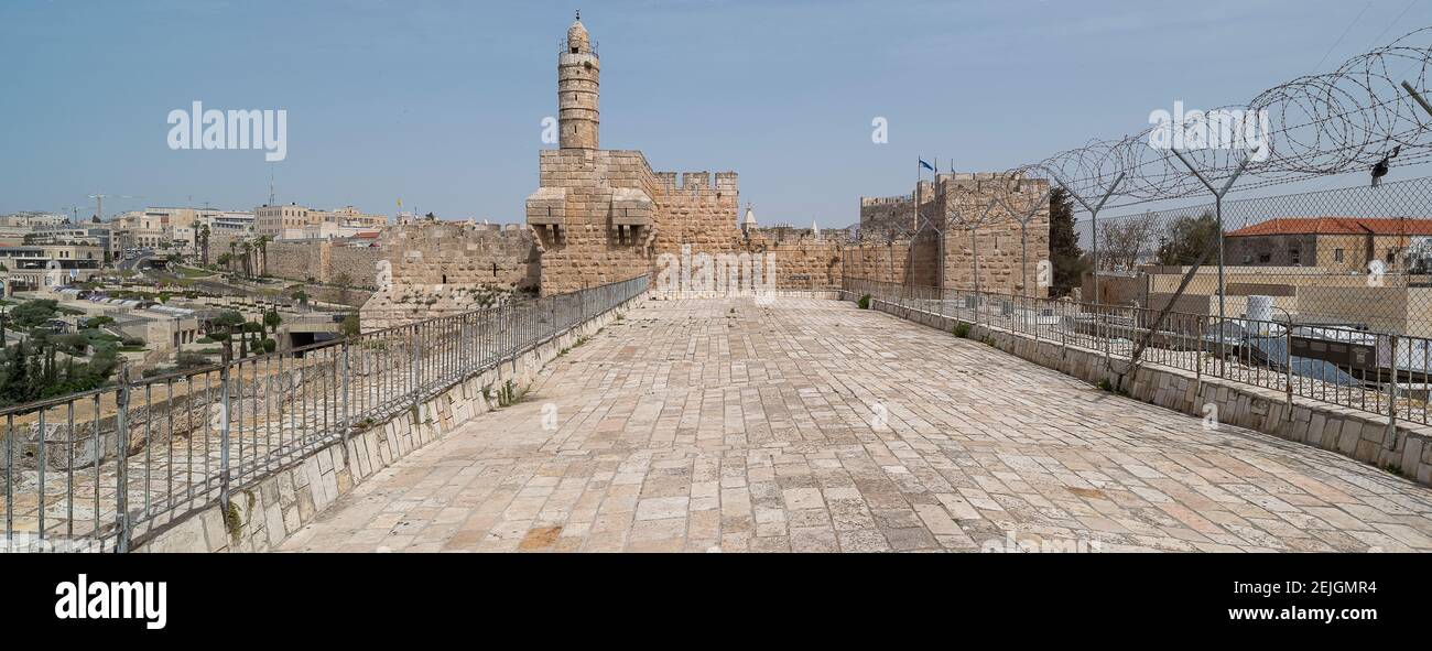 Tour de David, remparts de la vieille ville, Jérusalem, Israël Banque D'Images