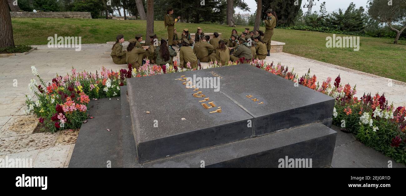 Tombe de Jabotinsky, cimetière national du Mont-Herzl, Jérusalem, Israël Banque D'Images