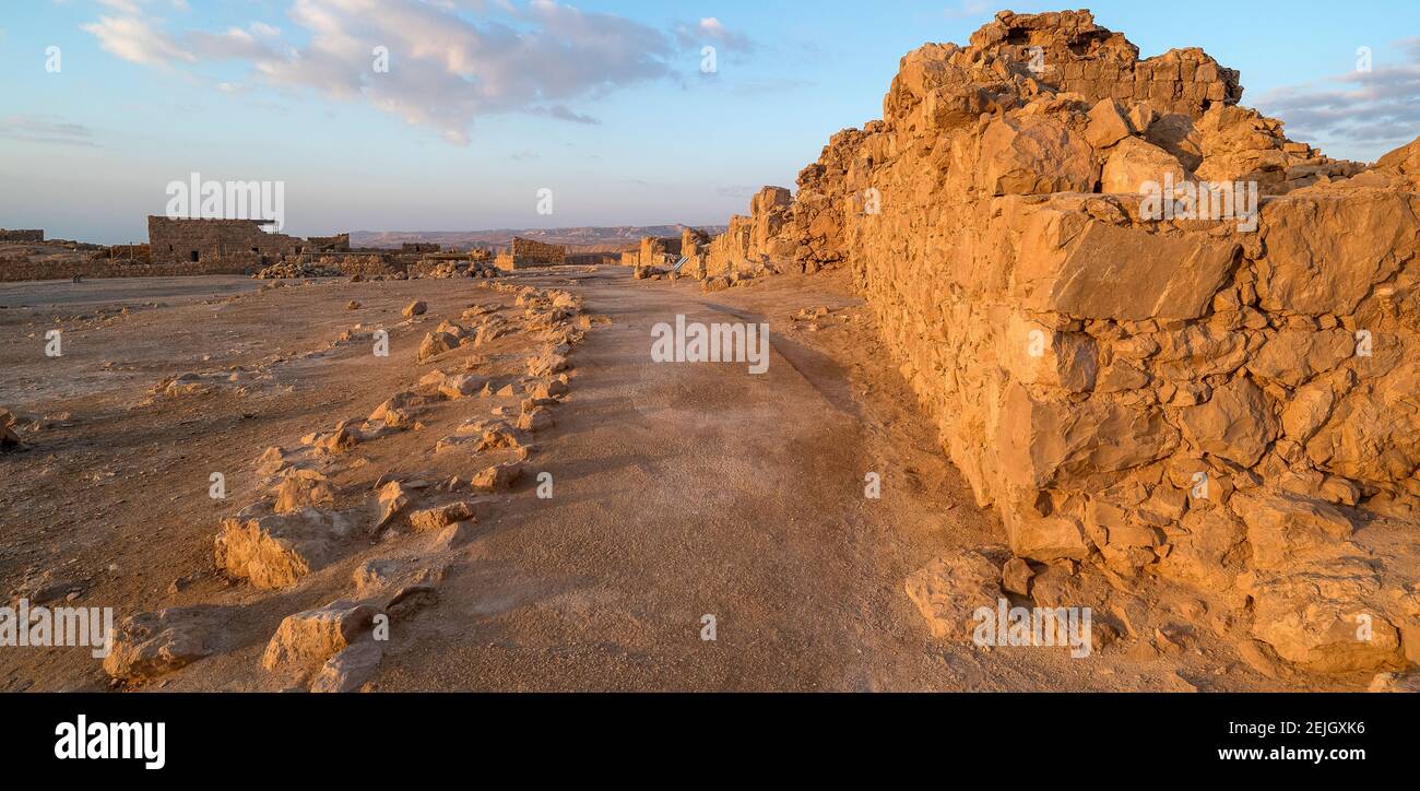 Ruines d'un fort, Masada, Israël Banque D'Images